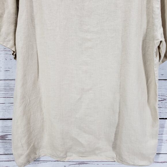 Neiman Marcus Men's Beige 100%Linen Button Down Short Sleeve Shirt Size XXL - Picture 13 of 13